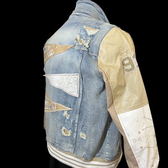 smoke rise men's jean jacket with Patches XL - Picture 3 of 16